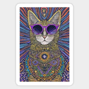 Cosmos Cat Wearing Sunglasses- Ampere! Sticker